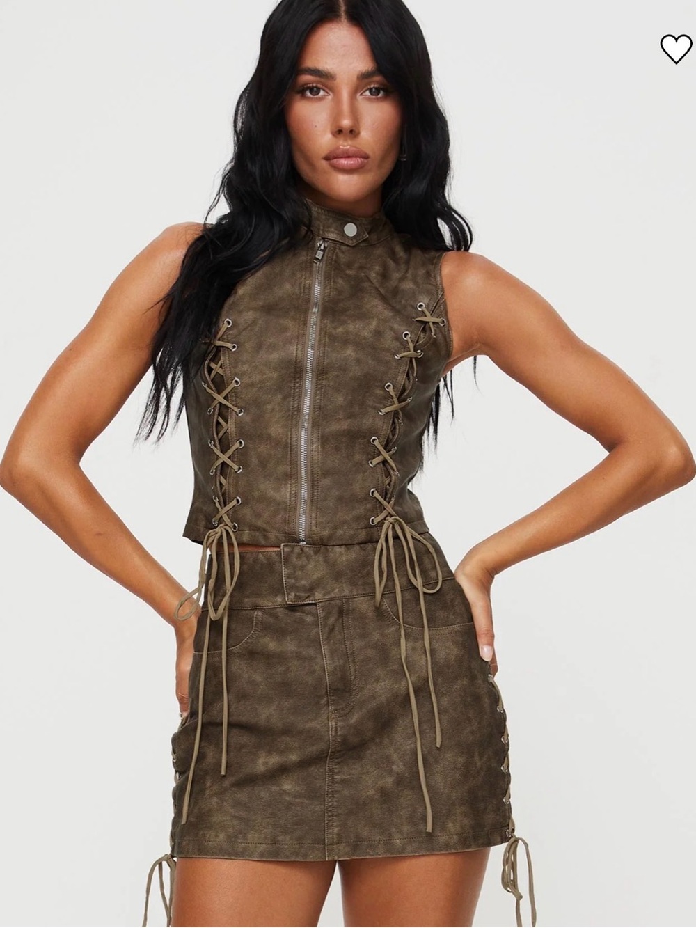 Princess polly Lace-Up Faux Leather Top